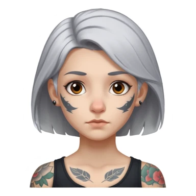 white-gray haired heavy tattooed big nose young girl sticker