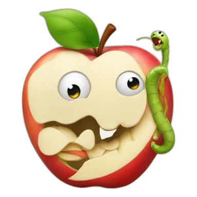 apple and worm sticker
