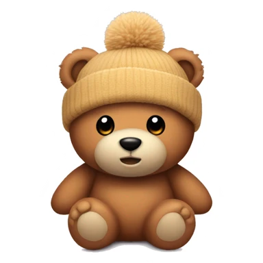 teddy bear with a beanie and a fuzzy ball on top of the hat sticker