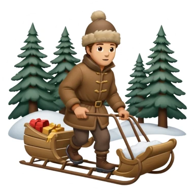 Eland trekt slede in dennenbos  sticker