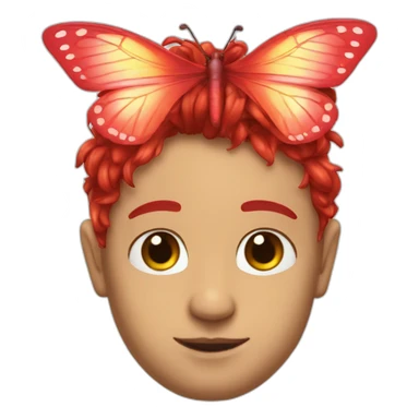 Red sup with butterfly hair on my face  sticker
