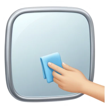 hand wiping a foggy mirror sticker