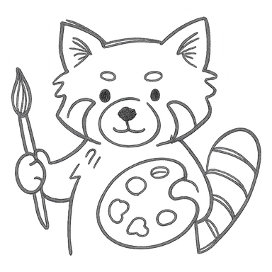 red panda with brush and pallet sticker