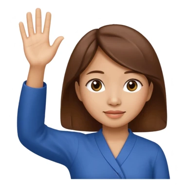tiny Vietnamese woman with brown hair, waving sticker