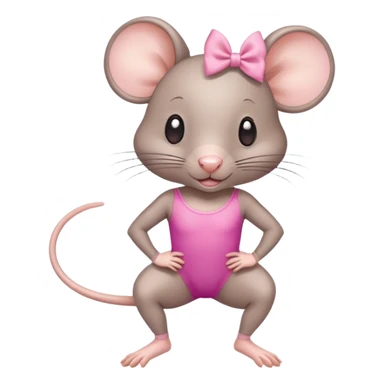 rat with a pink bow wearing a gymnastics leotard sticker