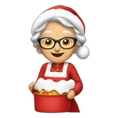 Granny in a costume Santa Claus coocking sticker