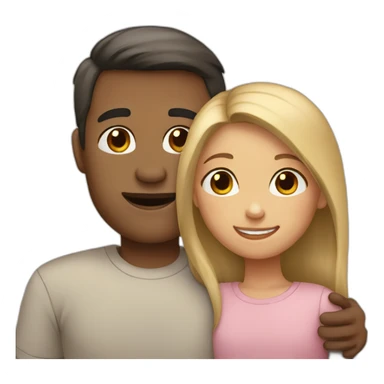 A girl hugs her parents (light skin color, dark hair) sticker