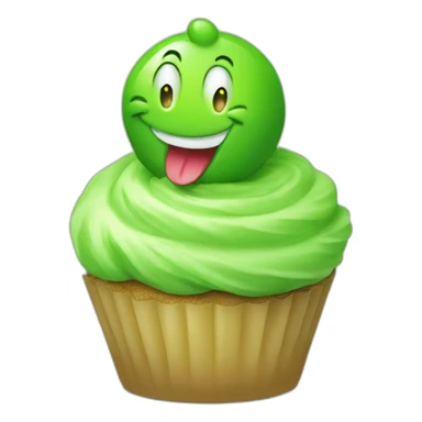 Happy green cupcake with yoshi sticker