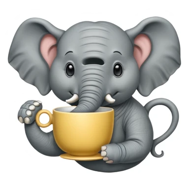 elephant with tea cup sticker