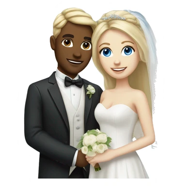 bride blue eyes and blonde hair, groom fair hair sticker