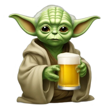 Yoda avec une bière sticker
