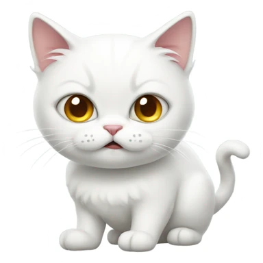 A cute white cat with an cute-angry face sticker