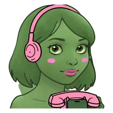 girl scrolling on pink phone sticker