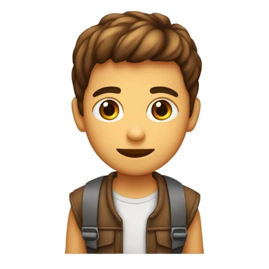 Emoji de un niño con pecas moreno ojos alargados y marrones sticker
