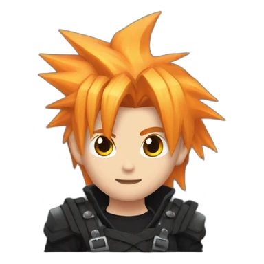 cloud strife with orange hair. Black clothes full body  sticker