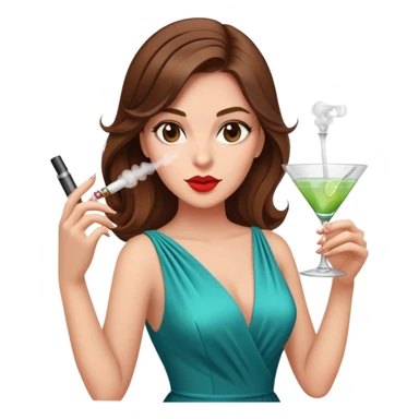 Diva vaping brown hair sexy with cocktail sticker