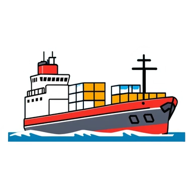 Cargo container ship in ocean sticker