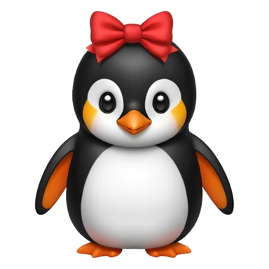 A penguin with a bow next to his head sticker
