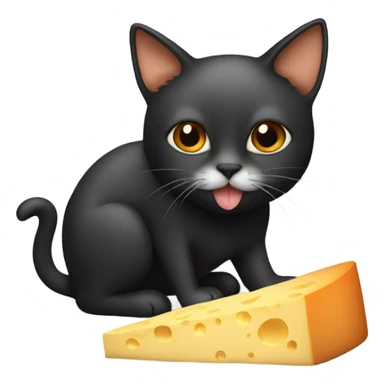 Black and orange brown Cat eating cheese block sticker