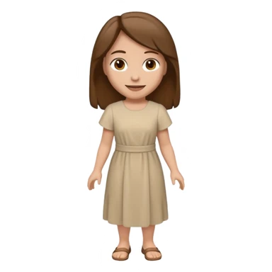 fullbody, head-to-toe, Lazarus's sister, Jesus's friend, with brown hair and beige dress, normal emoji style, walking sticker