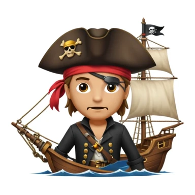 pirate with eye sailing a ship in strom sea background sticker