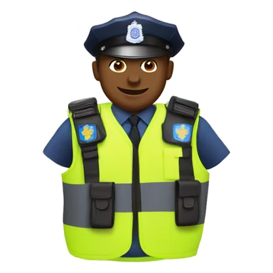 Police office with uk police gear - high vis vest sticker