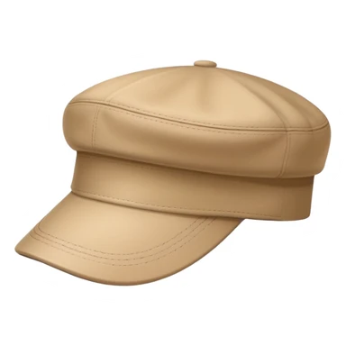 A beige Kangol flat cap from side view, isolated object, iOS emoji style, no human, light tan color sticker