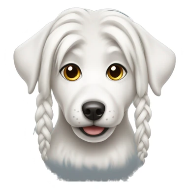 white dog with pigtails  sticker