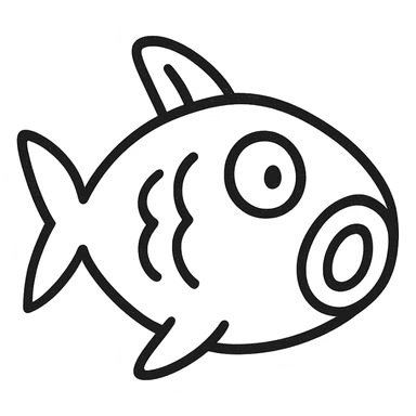 hand-drawn outline style surprised fish icon sticker
