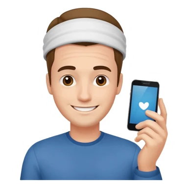 a guy holding a phone horizontally on his forehead like it was a card sticker