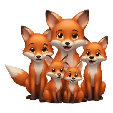 little fox playing with 3 little kids sticker