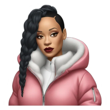 rihanna wearing a polar suit hyperrealistic sticker