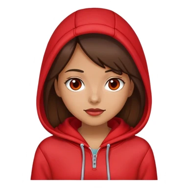 Brunette girl wearing a cherry red hoodie sticker