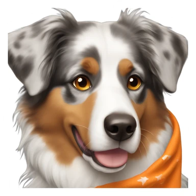 Australian Shepard wearing orange bandana sticker