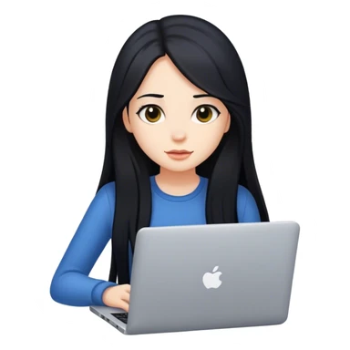 Glamour, girl with long black hair with laptop sticker