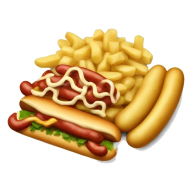 Plate with macaroni, potatoes, hotdog on top sticker