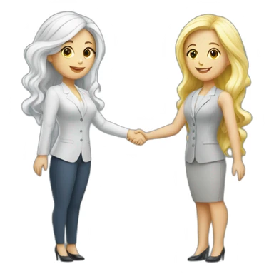two ukrainian white business women with different hair colors from each other shaking hands full bodies sticker