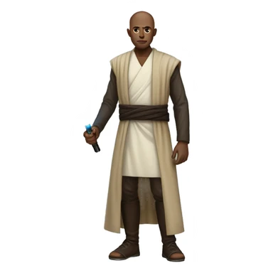 bald medium dark skin jedi full body with a ligtsabre  sticker