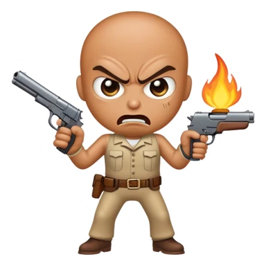 angry bean with gun  sticker
