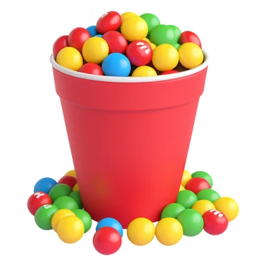 m&ms in a red cup, cup with a few m&ms spilled sticker