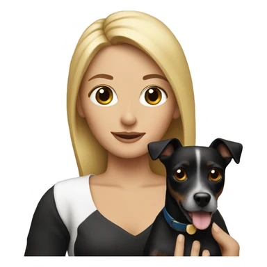 Blonde woman holding a black Jack Russell  sticker
