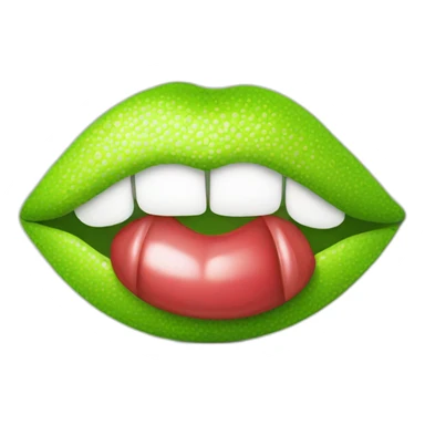 Lips with a lime sticker