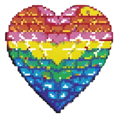 pixelated heart with rainbow colors sticker