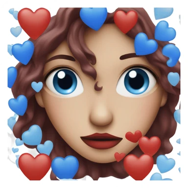 Half red and half blue heart sticker