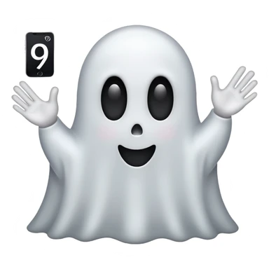 iphone ghost emoji holding a number 9 sticker