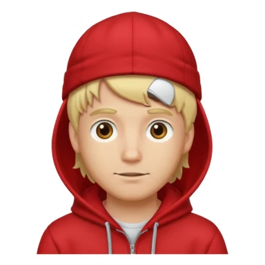 blonde guy with cap and red hoodie sticker