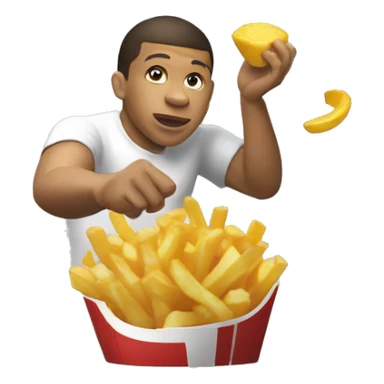 Mbappé qui mange des frites sticker