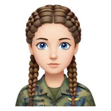 Girl in military camo French braid brunette blue eyes sticker