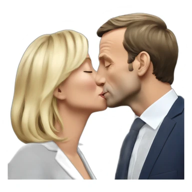 emmanuel macron kissing marine lepen sticker