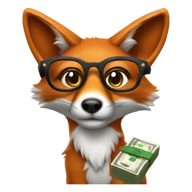 fox with glasses and money sticker